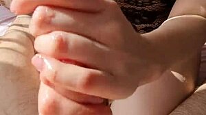 Hot Sunny Handjob With Cumshot Orgasm