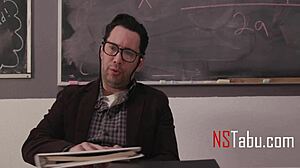 Tiny cheerleader intensely fulfills teacher's wildest fantasies on desk