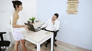 My petite secretary does bad work, so I correct her with my big cock