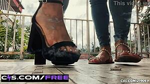 Towering Latina Goddesses Crush Tiny Soldiers In Outdoor Fetish Play!