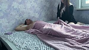 I sneaked into stepfather's bed, had wild sex with him late night
