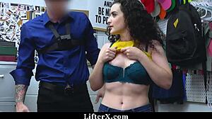 the teen shoplifter gets punished with blowjobs and bent over sex at the office