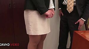 Yo, Sara in lingerie gets a wild creampie at the office!