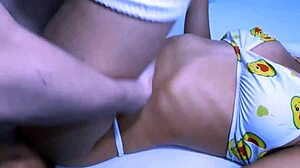 Latina teen 18+ feels shy meeting stepmother's new boyfriend at college