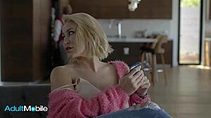 Bombshell milf's tits painted with stepsons cum