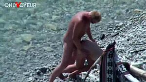 voyeur catches slut wife giving head and getting pounded on public beach