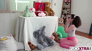 Pigtail cutie Pixie Small 18+ fucks puppet master shyly