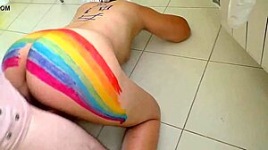 Step son fucked mom in a tight ass and finished her anal