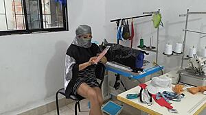 Indian Seamstress Masturbates Deliciously in the Clothing Workshop