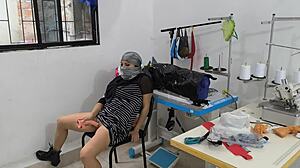 Indian Seamstress Masturbates Deliciously in the Clothing Workshop