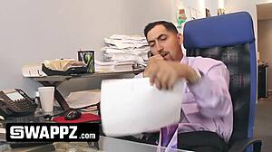 hey, check how horny stepdads swap teen 18+ stepdaughters in office chaos