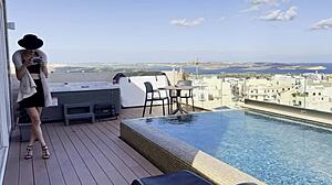 pilot daisy's public flashing adventure captured by drone, with cute dirty talk