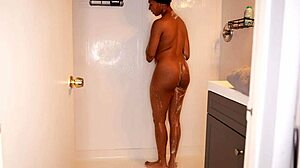 Ebony Model Pees in Pants During Wet Shower Bathing
