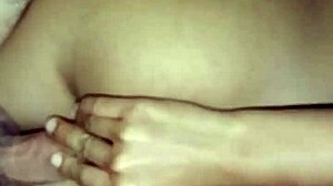 I fuck my blonde latina stepdaughter from behind on the bed. Cum lands on her ass during intense sex.