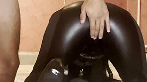 Dominant Brunette in Black Latex Fucked Hard with Cum on Ass