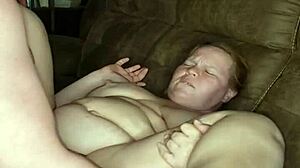 Horny wet pregnant redhead milf with big tits wants fucking on the sofa