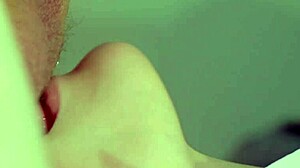 Licks balls for close-up cumshot.