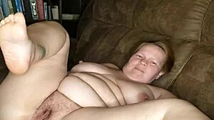 Horny wet pregnant redhead milf with big tits wants fucking on the sofa