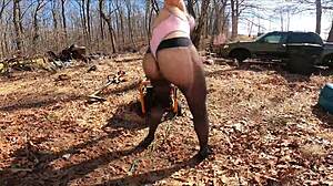 Is This Housewife Flashing In RV Camping With Thong And Pantyhose?