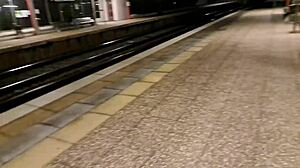 Public Outdoor Train Station Fuck with a Stranger in Tight Jeans and Heels