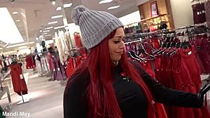 Latina girl in public outdoor for christmas gifts