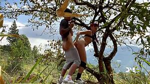 latin couple fucks in forest on the sly