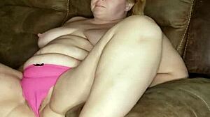 Horny wet pregnant redhead milf with big tits wants fucking on the sofa