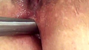 Masterbates with thong in kitchen