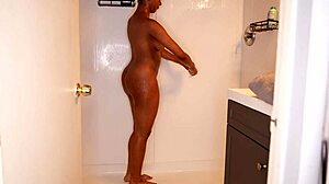 Ebony Model Pees in Pants During Wet Shower Bathing
