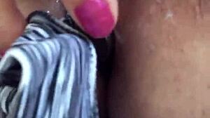 Masterbates with thong in kitchen