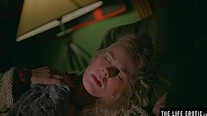 Stunning blonde is drenched in sweat while masturbating to an intense orgasm