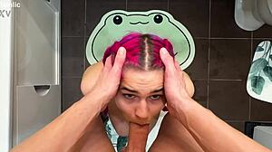 She got stuck in the washing machine, so he helped with a doggy bang