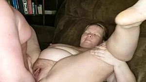 Horny wet pregnant redhead milf with big tits wants fucking on the sofa