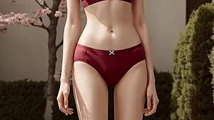 Lingerie Models Pose Barefoot Under Cherry Blossom Trees.