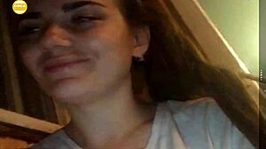 Sexy girl shows big tits and boobs on webcam chat.