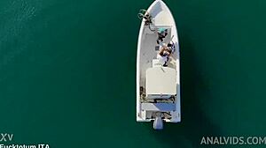 double penetration on a boat with rebecca volpetti in wild action