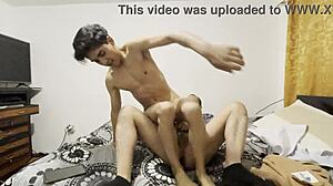 Young man rides big dick in anal assfucking detailed action