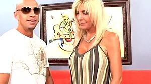 big tits american mom in anal and blowjob action on bed