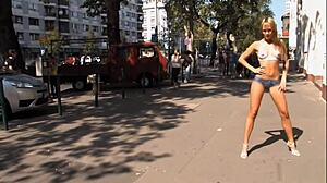 Blue Angel naked in public