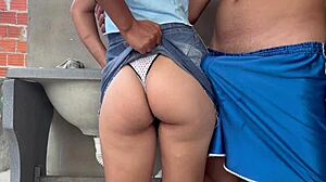 wow, in a skirt with big butt, wife wants to fuck while washing clothes!