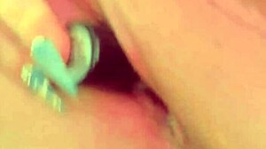 Horny fuckmeat masturbates with toys roughly