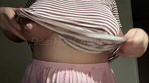 hot indian milf step mom teases big boobs on webcam solo