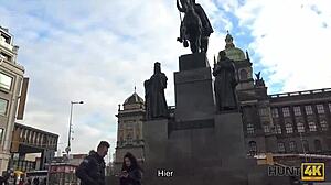 Voluptuous brunette fucks for cash outdoors.