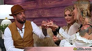 Milfs use big tits to seal the deal with milk