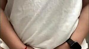 Latina slut flashes ass in store and masturbates