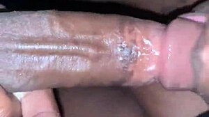 blonde slut gives sloppy blowjob and lick to monster cock 😈