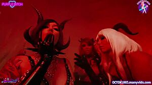 Can these horny demonesses handle my monster cock bent over?