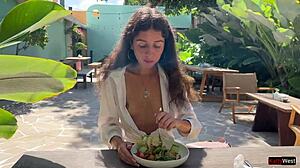 I Asked A Friend To Cum On My Face In A Cafe So I Could Eat Food With Sperm