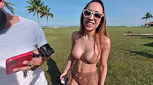 Priscila Belini Naked Masturbating On Paramotor In Public Beach