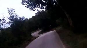 Naked Flashing Near Road in Car Outdoor